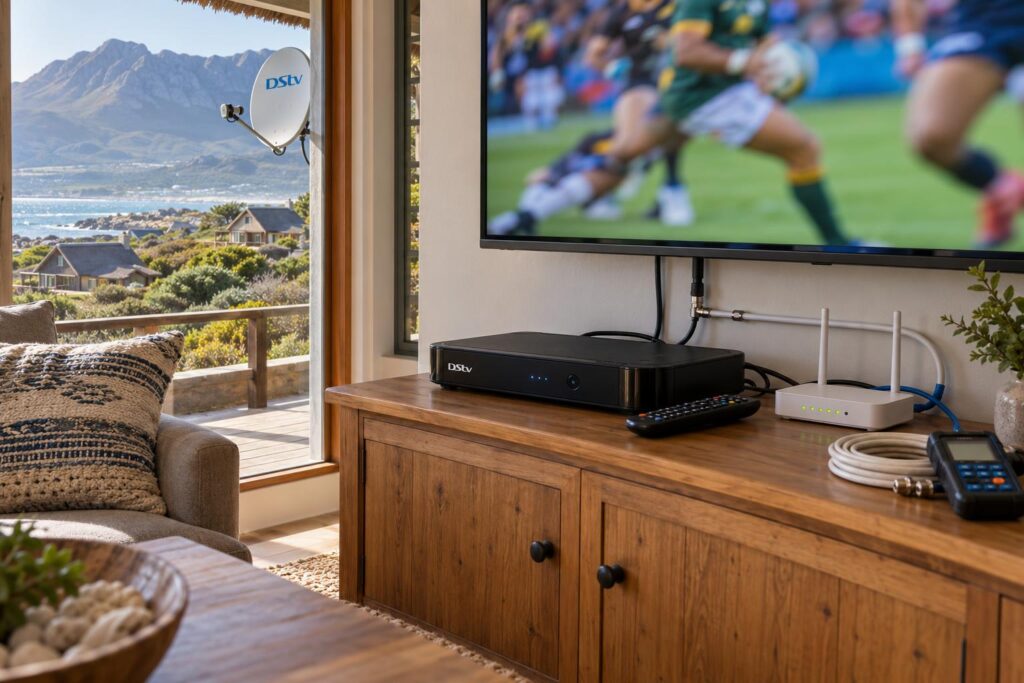 Decoder and router side by side DStv decoder and WiFi router side by side for comparing stream vs decoder