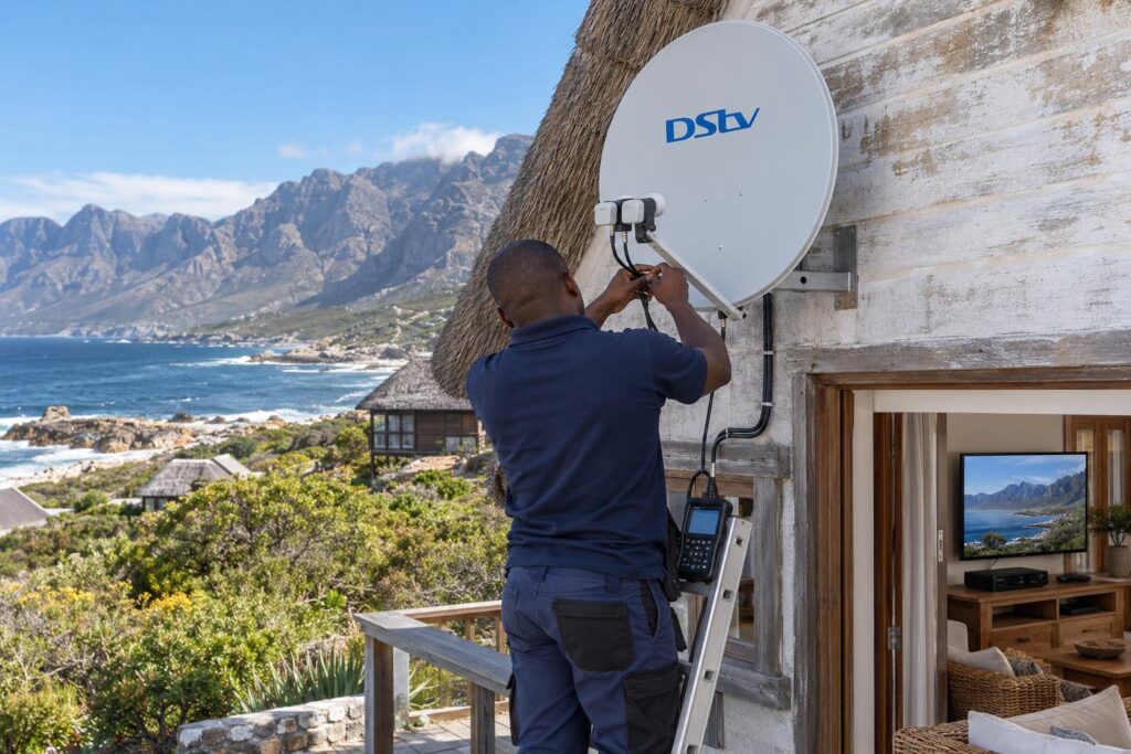 Dual LNB fitted to a DStv dish for OpenView and DStv together